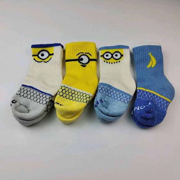 Bombas Junior Minions Lof Of 4 Pairs Socks Size J (8T-11T) - Picture 1 of 3